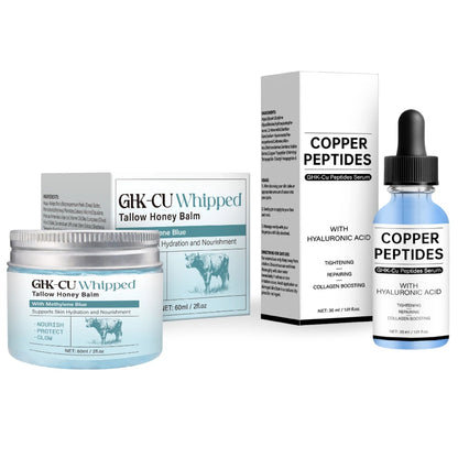 Copper Peptides GHK-Cu Beef Tallow for Skin, Blue Balm with Copper Peptides, Manuka Honey & Vitamin E, Natural Face Moisturizer