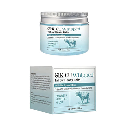 Copper Peptides GHK-Cu Beef Tallow for Skin, Blue Balm with Copper Peptides, Manuka Honey & Vitamin E, Natural Face Moisturizer